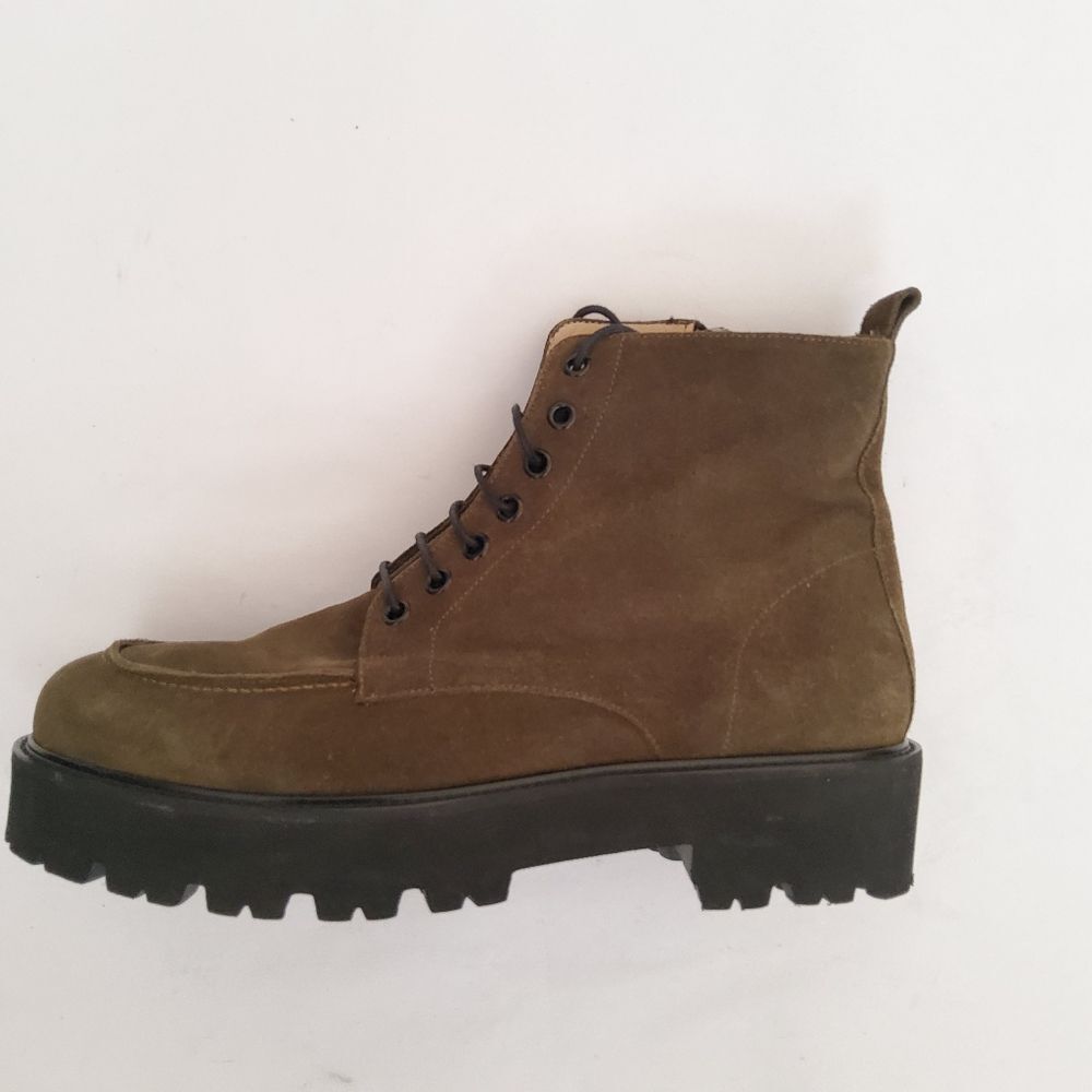 Pascucci Italian Suede Leather Lightweight Lace-Up Boots Olive 9.5 NWOB